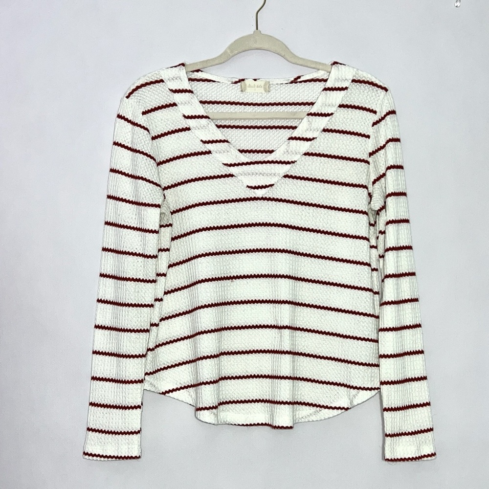Altar's State Womens Sweater V-Neck Long Sleeve Waffle Knit Size S‎ Striped
